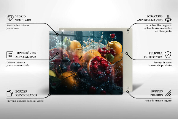 De vidrio templado Frutas en agua