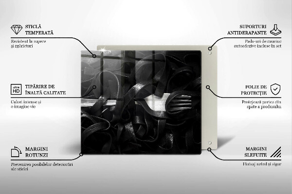 De vidrio templado Pasta negra de tallarines