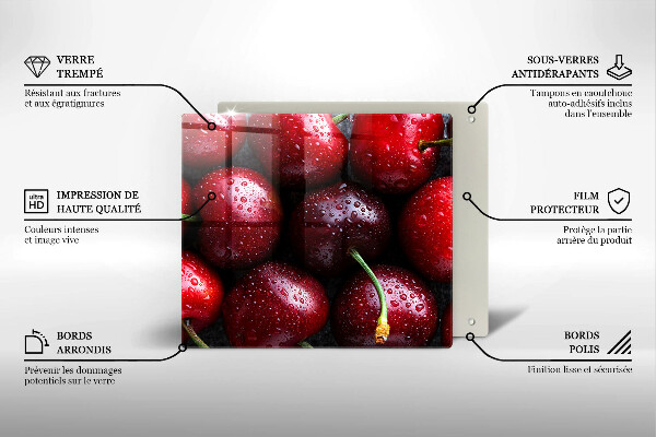 De vidrio templado Primer plano de cerezas