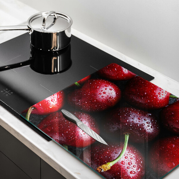 De vidrio templado Primer plano de cerezas