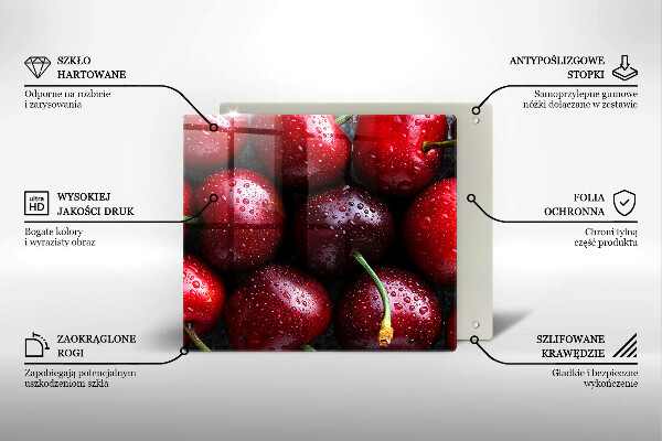 De vidrio templado Primer plano de cerezas