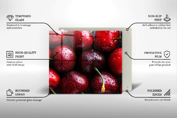 De vidrio templado Primer plano de cerezas