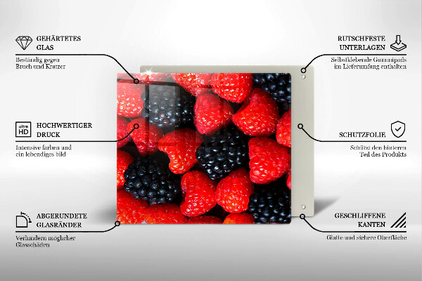 De vidrio templado Frambuesas y moras