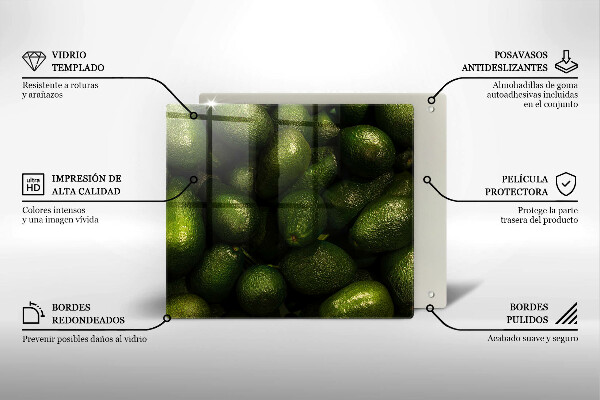 De vidrio templado Fruta de aguacate