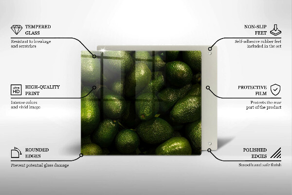 De vidrio templado Fruta de aguacate