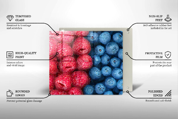 De vidrio templado Frutas de frambuesa y arándanos