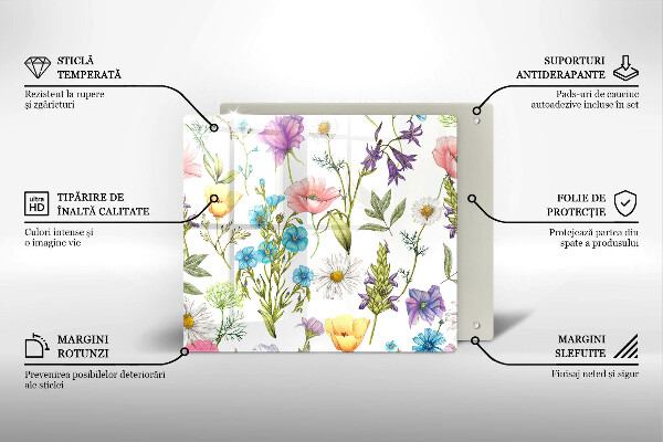 De vidrio templado Ilustración de flores