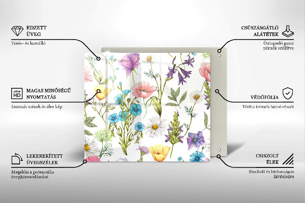 De vidrio templado Ilustración de flores