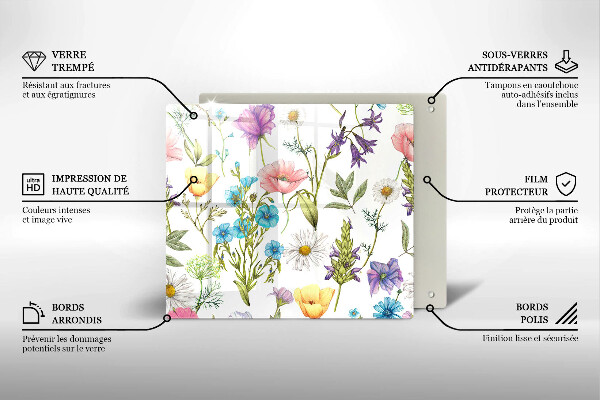 De vidrio templado Ilustración de flores