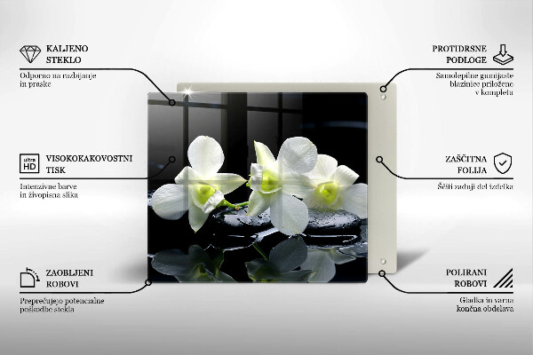 De vidrio templado Flores blancas en agua zen