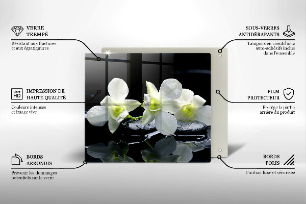 De vidrio templado Flores blancas en agua zen