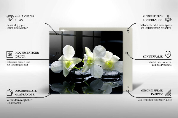 De vidrio templado Flores blancas en agua zen