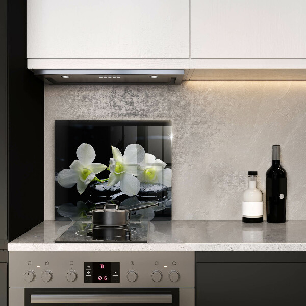 De vidrio templado Flores blancas en agua zen