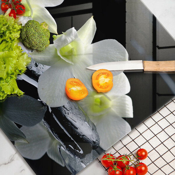 De vidrio templado Flores blancas en agua zen