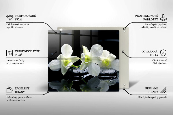 De vidrio templado Flores blancas en agua zen