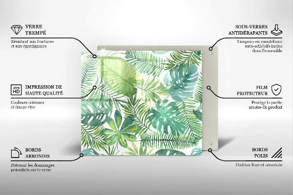 De vidrio templado Hojas boho acuarela