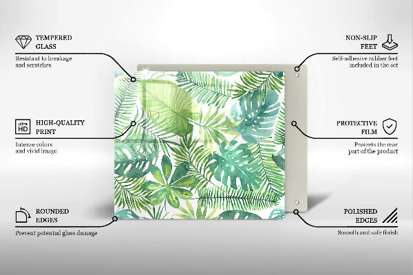 De vidrio templado Hojas boho acuarela