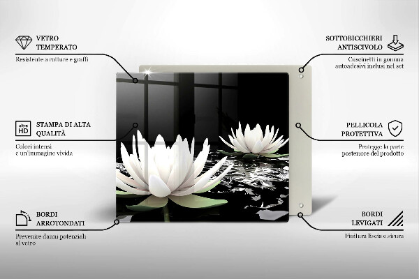 De vidrio templado Lirios blancos en el agua