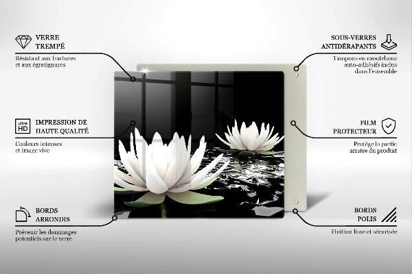 De vidrio templado Lirios blancos en el agua