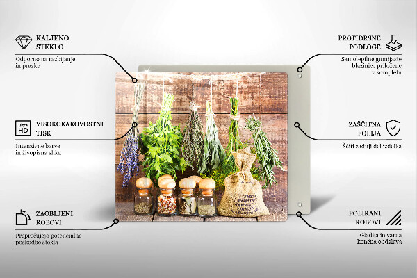 De vidrio templado Hierbas especias y madera