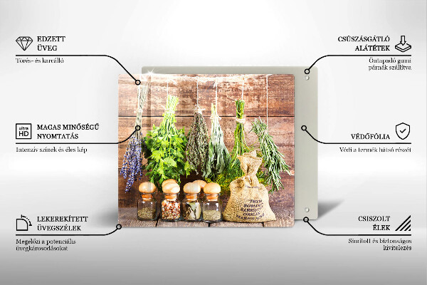 De vidrio templado Hierbas especias y madera