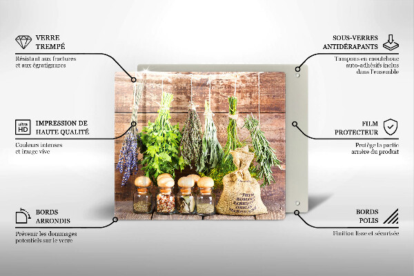 De vidrio templado Hierbas especias y madera