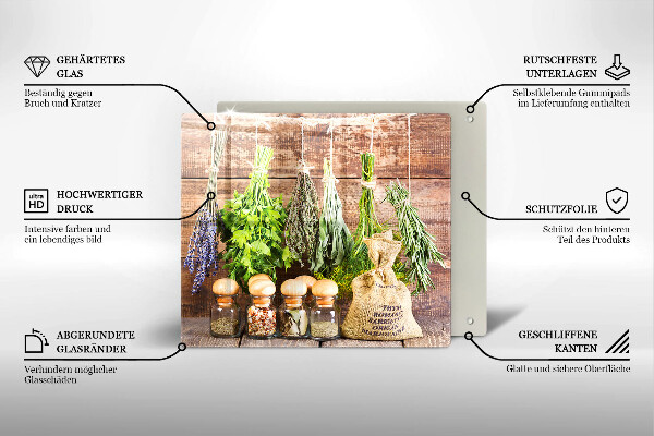 De vidrio templado Hierbas especias y madera