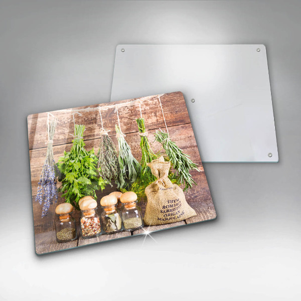 De vidrio templado Hierbas especias y madera