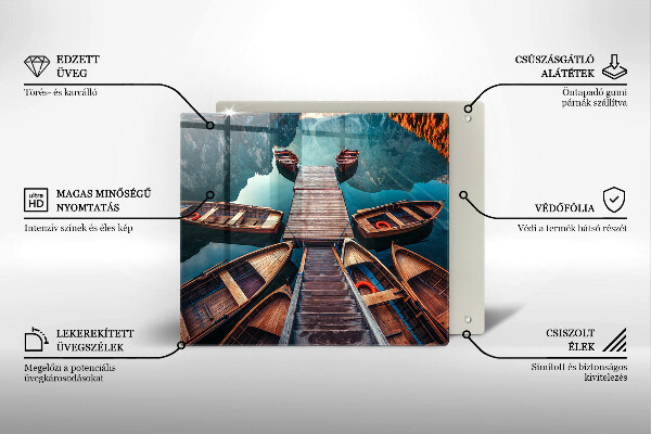 De vidrio templado Barcos en el lago