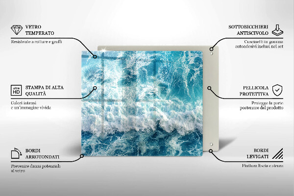 De vidrio templado Olas de agua de mar
