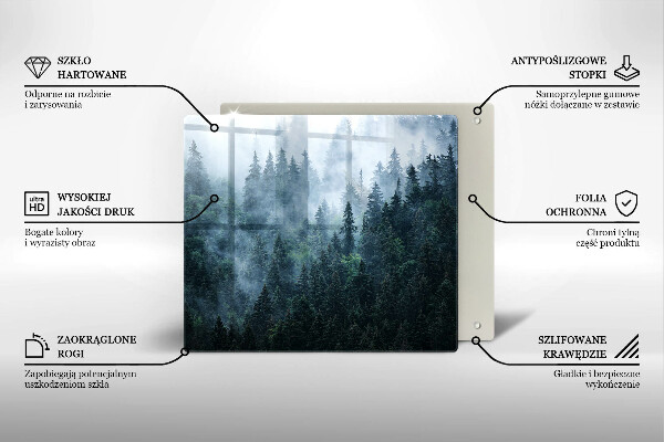 De vidrio templado Árboles forestales y niebla