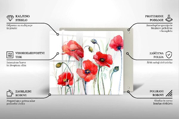 De vidrio templado Flores de amapolas rojas