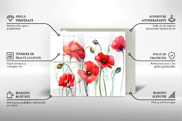 De vidrio templado Flores de amapolas rojas