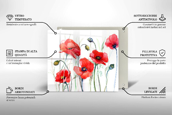 De vidrio templado Flores de amapolas rojas