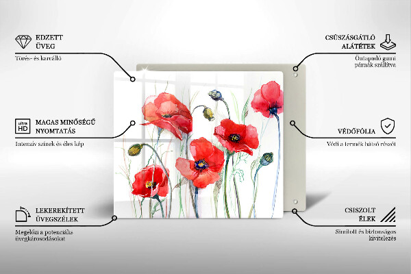 De vidrio templado Flores de amapolas rojas