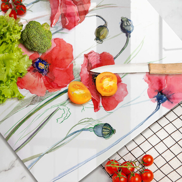 De vidrio templado Flores de amapolas rojas