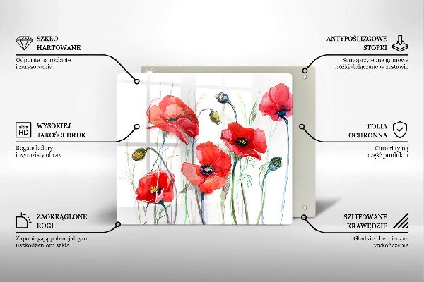 De vidrio templado Flores de amapolas rojas