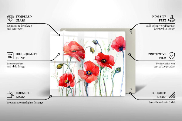 De vidrio templado Flores de amapolas rojas