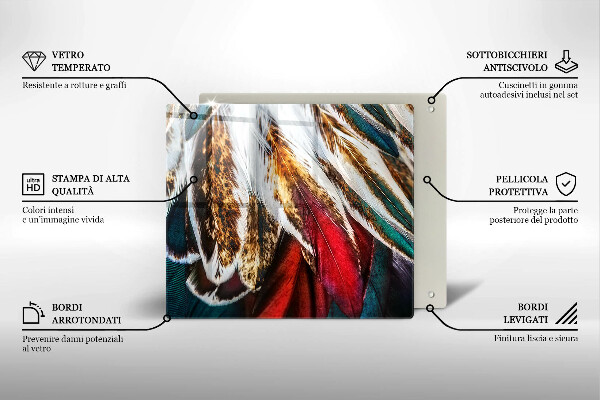 De vidrio templado Plumas de pájaro boho