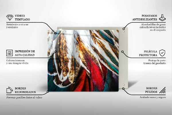 De vidrio templado Plumas de pájaro boho