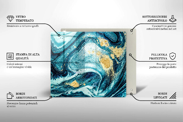 De vidrio templado Abstracción de oro azul