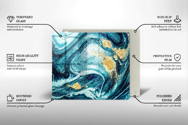 De vidrio templado Abstracción de oro azul