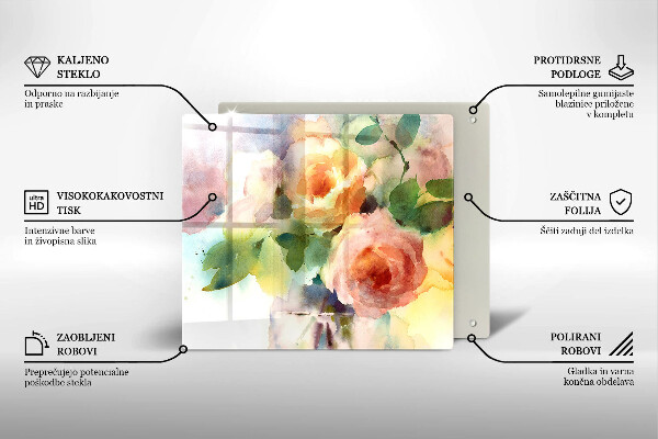 De vidrio templado Flores pintadas