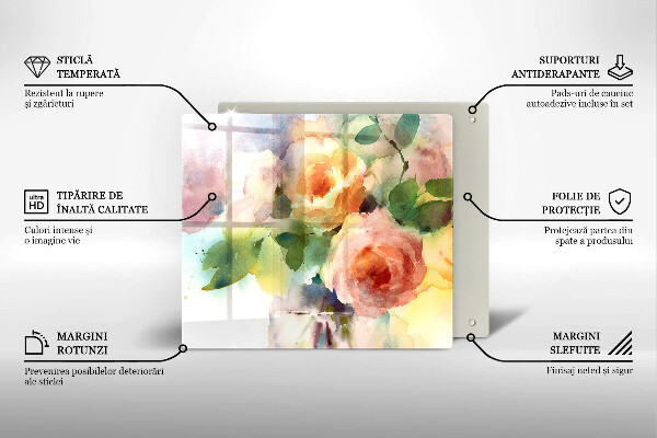 De vidrio templado Flores pintadas