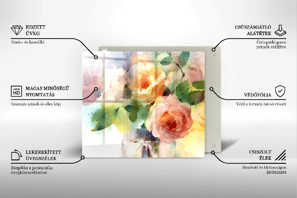 De vidrio templado Flores pintadas