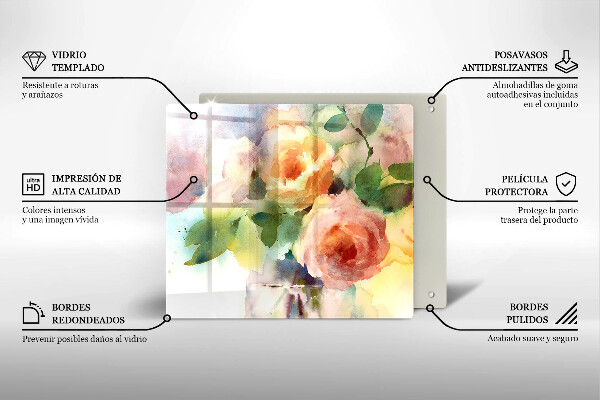 De vidrio templado Flores pintadas