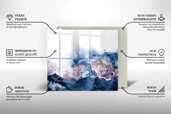 De vidrio templado Montañas pintadas abstractas