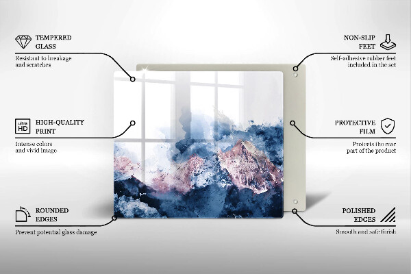 De vidrio templado Montañas pintadas abstractas