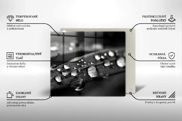 De vidrio templado Gotas de rocío sobre las hojas