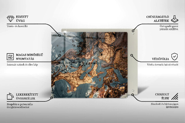 De vidrio templado Estructura de roca dorada